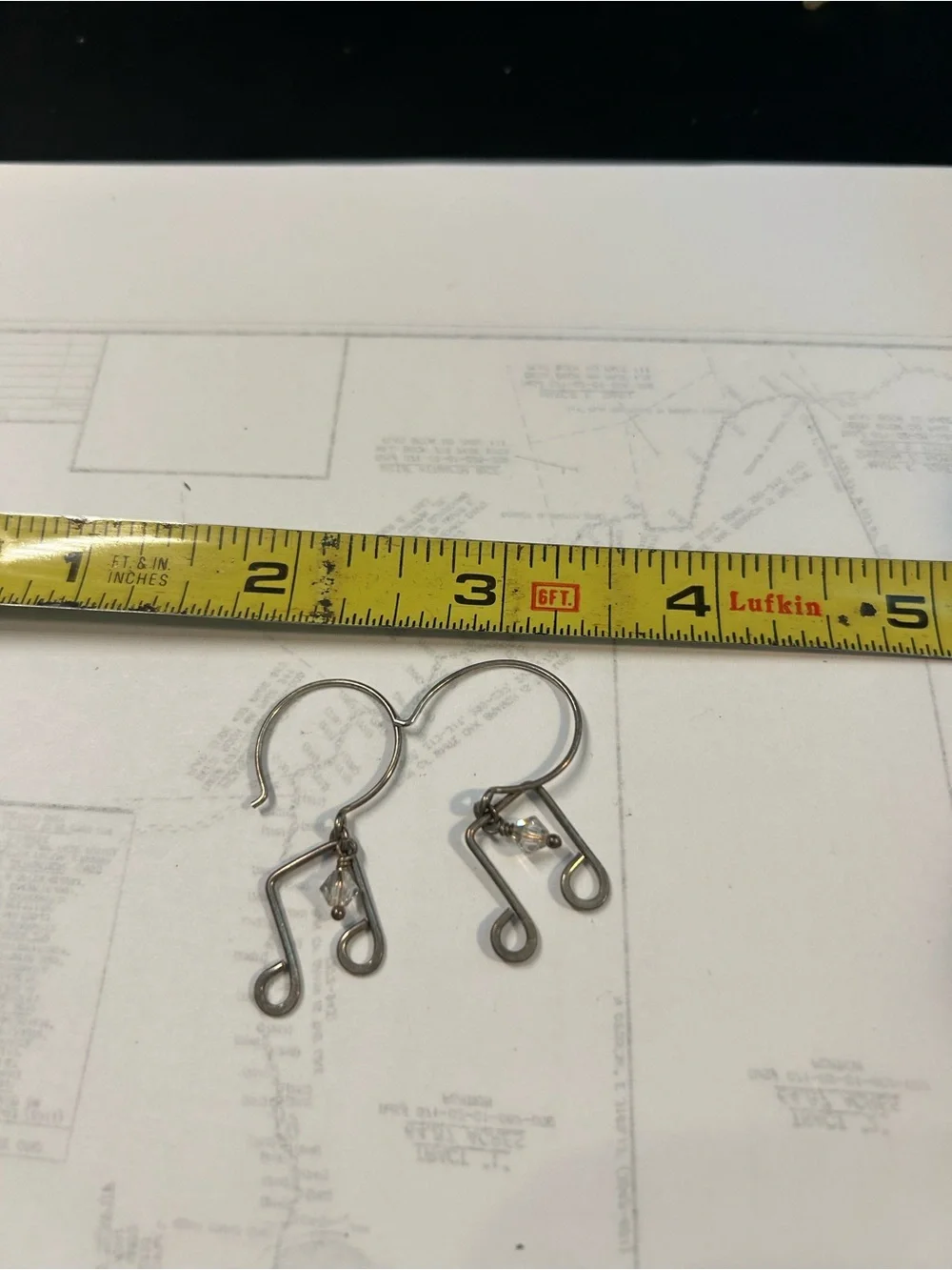 Silver Musical Note Dangle Earrings - Unbranded